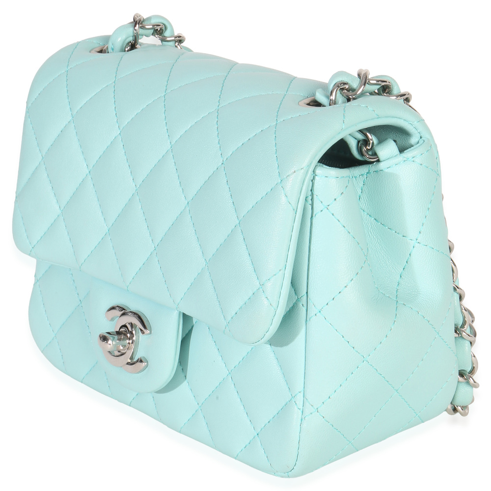 Chanel Blue Quilted Lambskin Mini Square Single Flap Bag - Picture 3 of 7